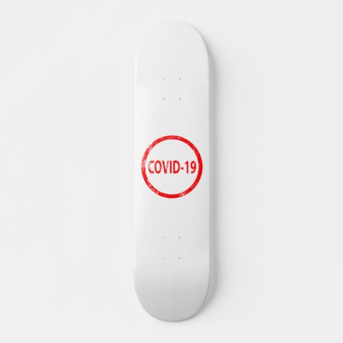 Covid 19 Red Rubber Ink Stamp Skateboard