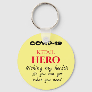 COVID-19 Retail Hero Button Keychain