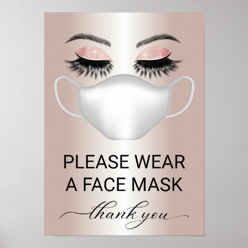Covid_19 Rose Gold Wear Face Mask Beauty Salon Poster