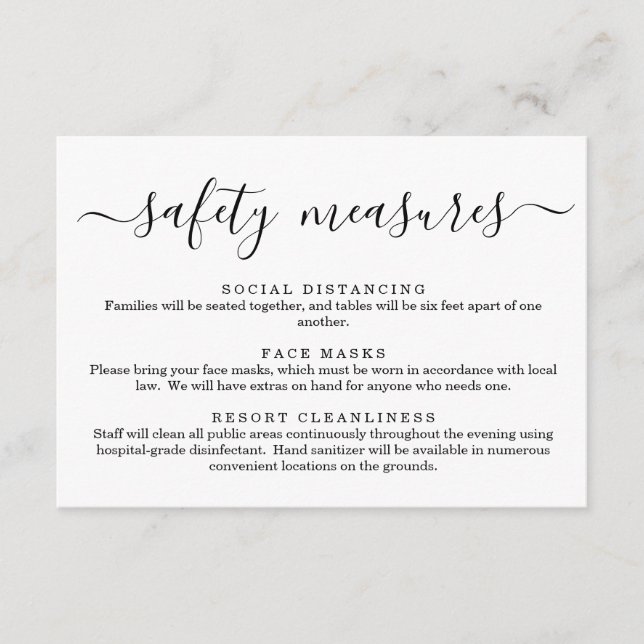 Covid 19 Safety Mask Social Distancing Information Enclosure Card (Front)