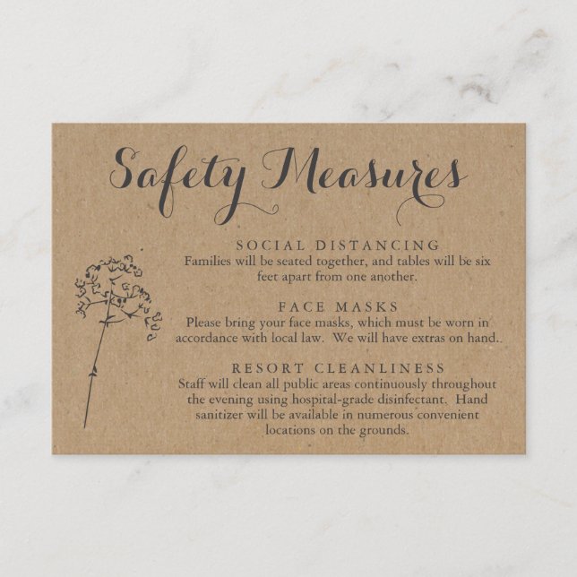 Covid 19 Safety Mask Social Distancing Information Enclosure Card (Front)