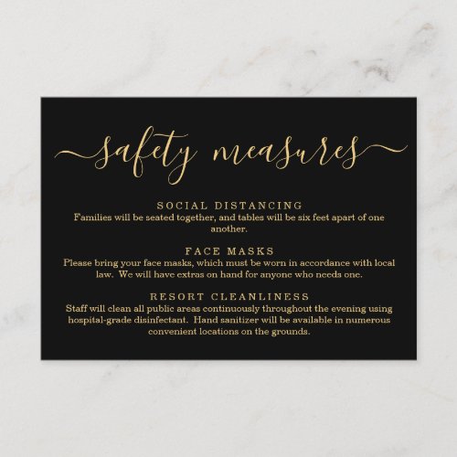 Covid 19 Safety Mask Social Distancing Information Enclosure Card - Use a wonderfully simple backdrop to communicate all the safety information for your guests.