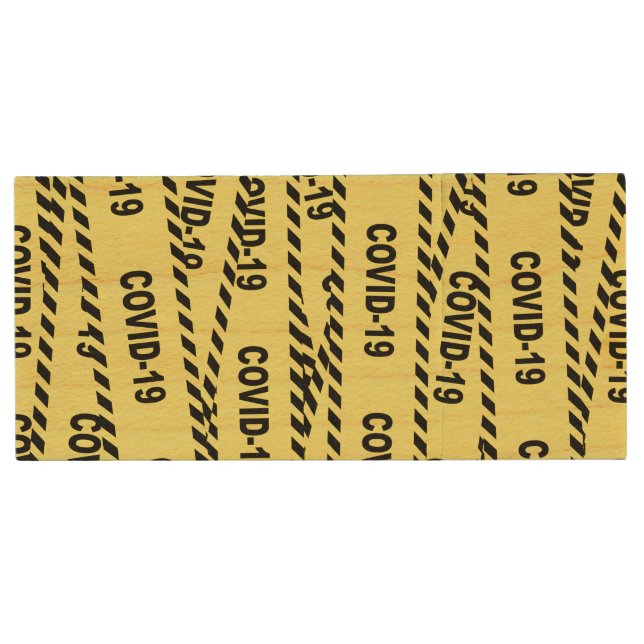 Covid-19 Scene Tape Wood Flash Drive (Front)