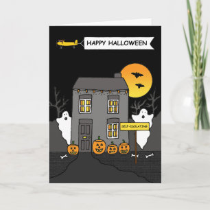 Covid 19 Self-isolation Halloween Spooky House Card
