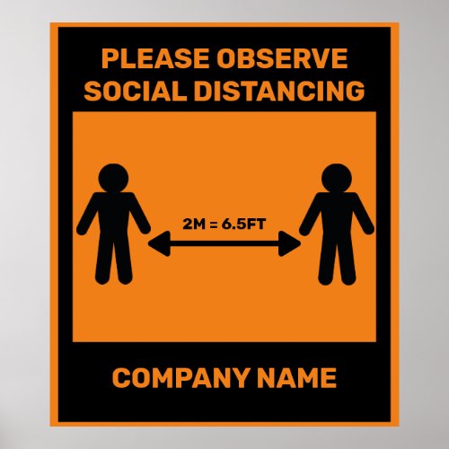 COVID 19 Social Distancing Poster Own Company Name
