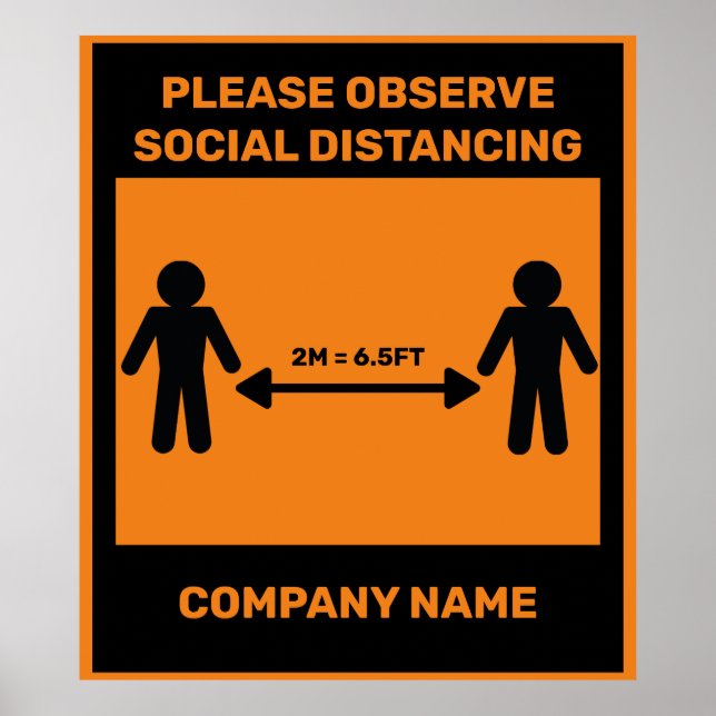 COVID 19 Social Distancing Poster Own Company Name (Front)