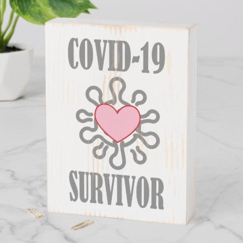 COVID_19 Survivor Corona virus I survived Wooden Box Sign