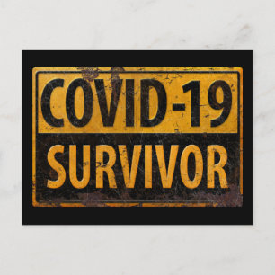 COVID-19 SURVIVOR - Encouraging Metal Look Sign Postcard