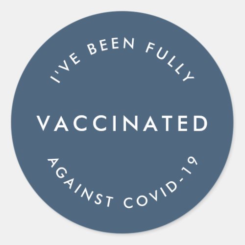 Covid_19 Vaccinated  Blue Modern Covid Vaccine Classic Round Sticker