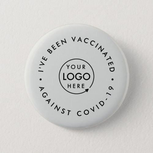 Covid_19 Vaccinated  Business Logo Modern Gray Button
