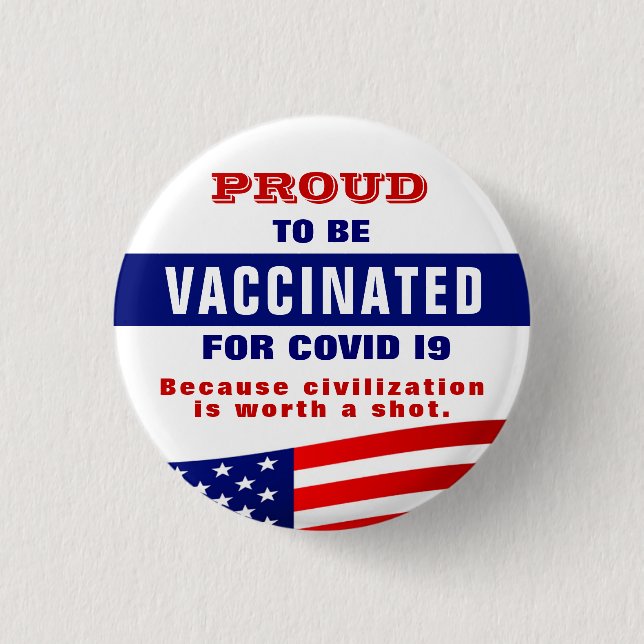 Covid 19 Vaccination  Button (Front)