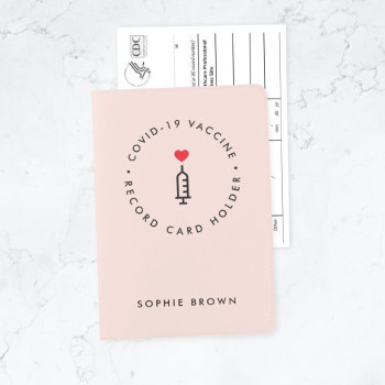 Covid-19 Vaccination | Pink Record Card Holder by GuavaDesign at Zazzle
