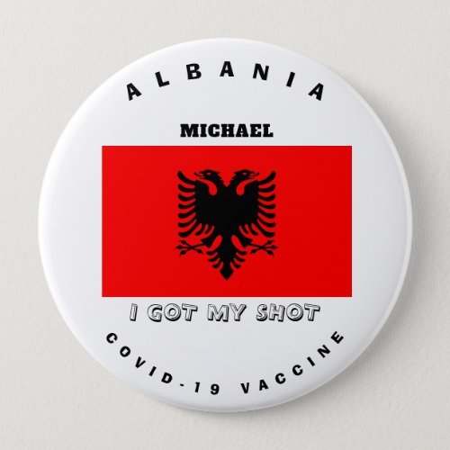 Covid_19 Vaccine  Albania Flag Button