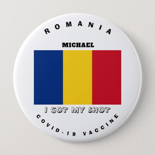 Covid_19 Vaccine  Romania Flag Button