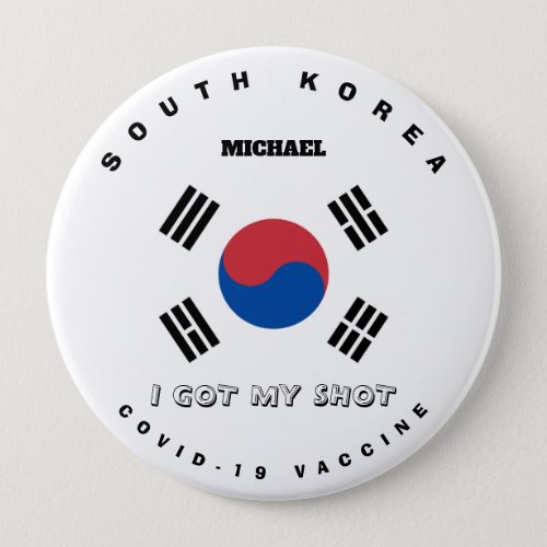 Covid_19 Vaccine  South Korea Flag Button