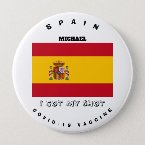 Covid_19 Vaccine  Spain Flag Button