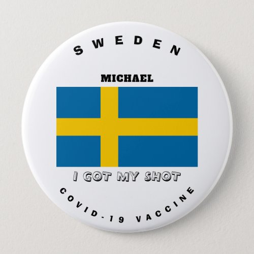 Covid_19 Vaccine  Sweden Flag Button