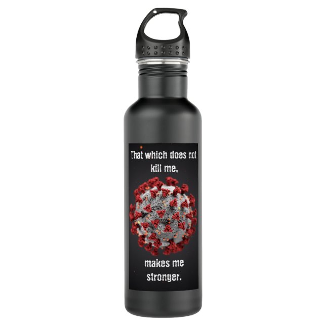 Covid-19 Water Bottle. Black. Metal. 24 oz. Stainless Steel Water Bottle (Front)