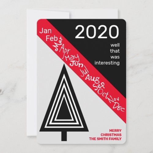 Covid 2020 Black White Red Funny Christmas Holiday Card