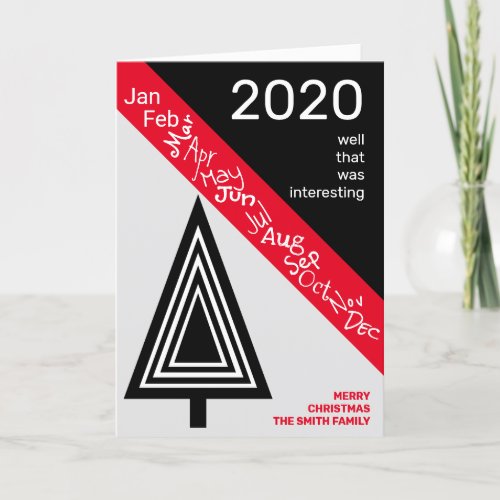 Covid 2020 Black White Red Silly Christmas Funny Holiday Card