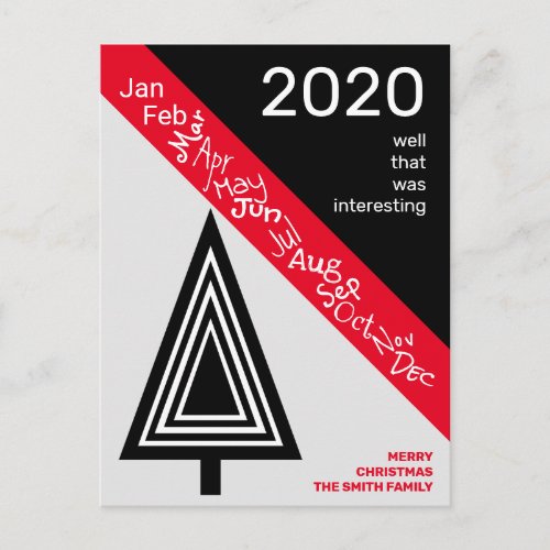 Covid 2020 Black White Red Silly Funny Christmas Postcard