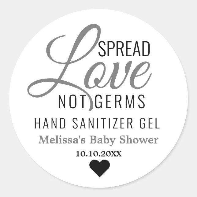 Covid Baby Shower Spread Love Hand Sanitizer Classic Round Sticker Zazzle