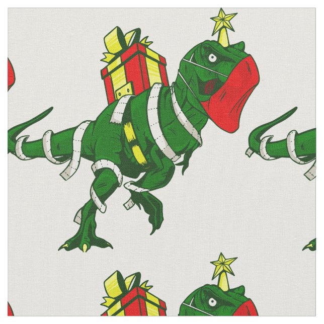 covid christmas dinosaur face mask trex gift funny fabric (Close Up)