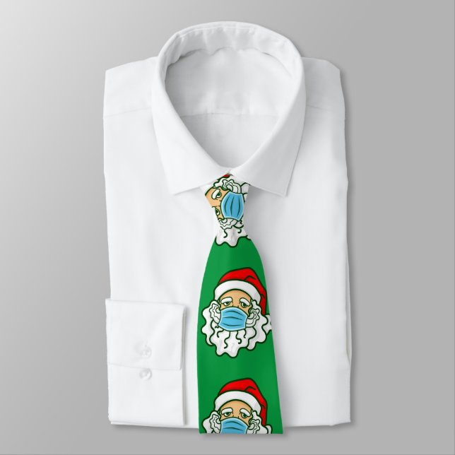 covid christmas face mask santa claus beard neck tie (Tied)