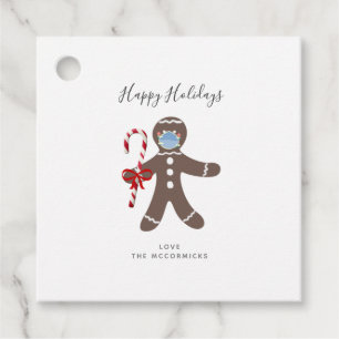 Covid Christmas Funny Face Mask Gingerbread Man Favor Tags