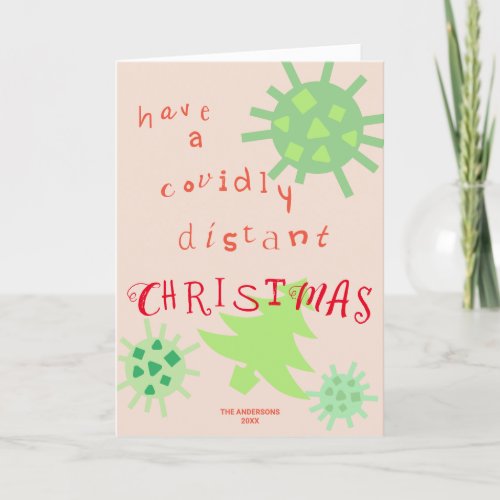 Covid Christmas Red Green Typography Funny 2020 Holiday Card