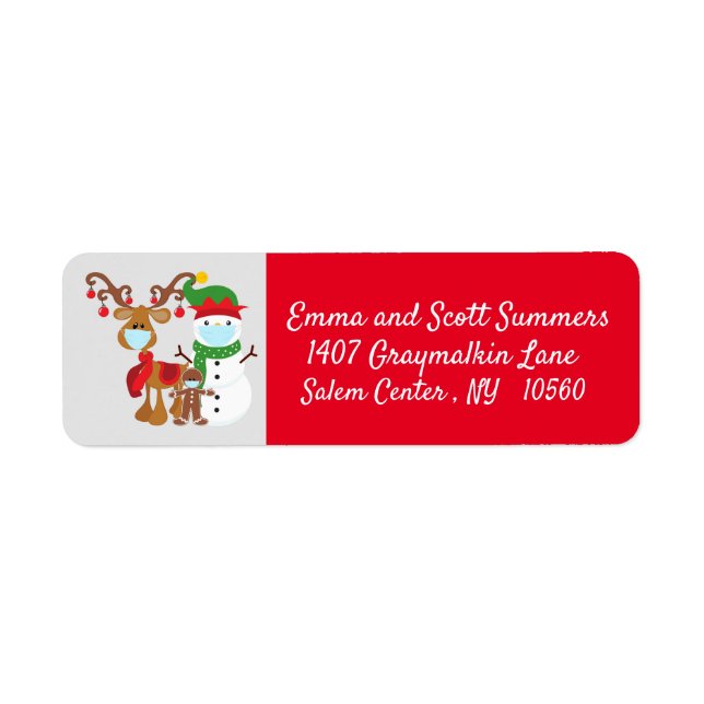 Covid Christmas Reindeer Snowman Face Mask Label (Front)