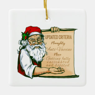 covid christmas santa claus vaccine naughty ceramic ornament