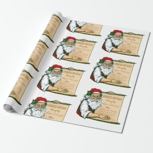 covid christmas santa claus vaccine naughty wrapping paper