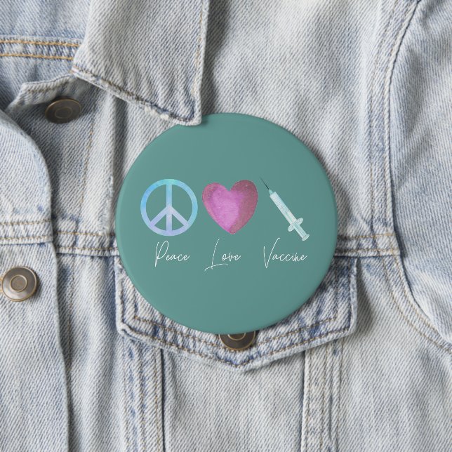 Covid Coronavirus Peace Love Vaccine 2021 Button (In Situ)