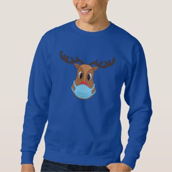 Covid Face Mask Reindeer Ugly Christmas Sweatshirt by funnychristmas at Zazzle