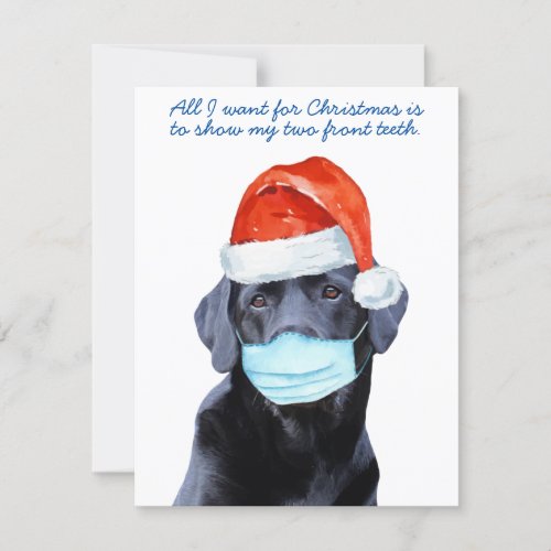 Covid Funny Face Mask Quarantine Dog Holiday Card