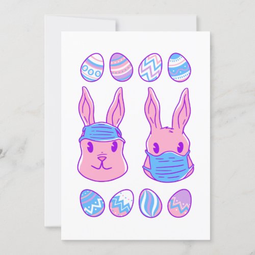 covid happy easter face mask bunny rabbits invitation