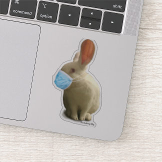 COVID Mask Bunny Sticker (Clear)