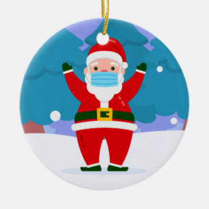 covid merry christmas face mask santa claus ceramic ornament