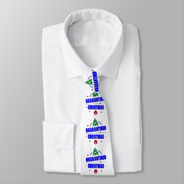 covid merry christmas tree lockdown quarantine neck tie (Tied)