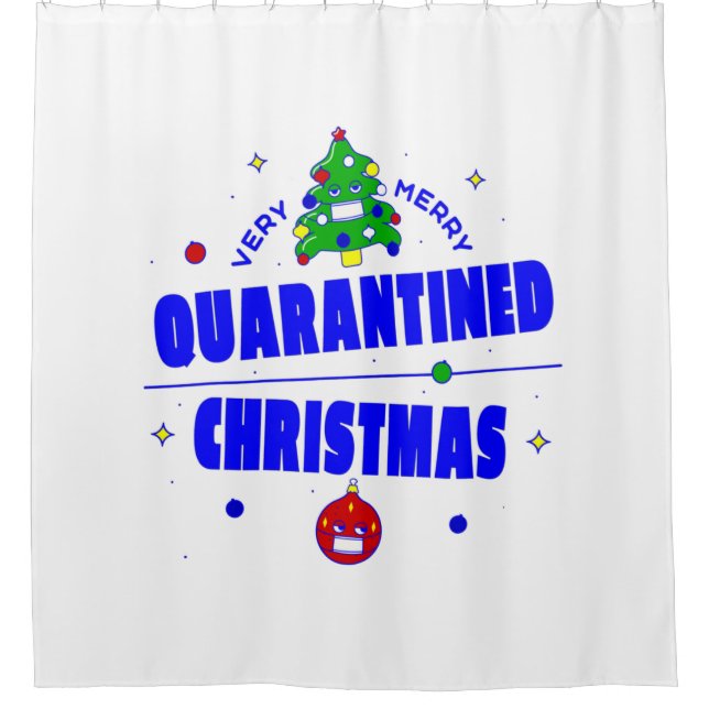 covid merry christmas tree lockdown quarantine shower curtain (Front)