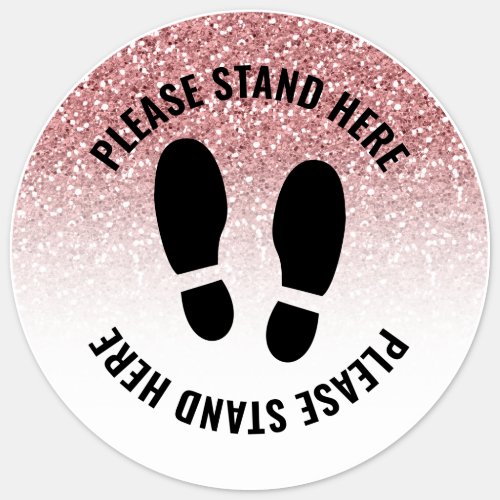 Covid Please Stand Here Distancing Rose Glitter Sticker