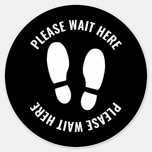 Covid Please Wait Here Physical Distancing Black Sticker