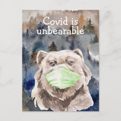 Covid Quarantine Pandemic Bear Commemorative Postcard