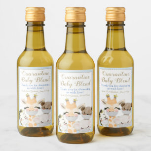 Covid Safari Animals Baby Mini Wine Bottle Labels