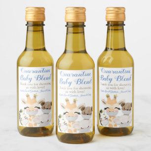 Covid Safari Animals Baby Shower Mini Wine Labels