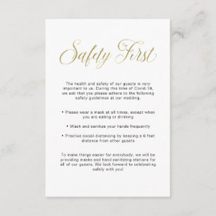Covid Safety Guidelines   Gold Wedding Information Enclosure Card