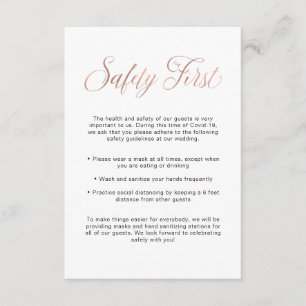 Covid Safety Guidelines   Rose Gold Wedding Info Enclosure Card