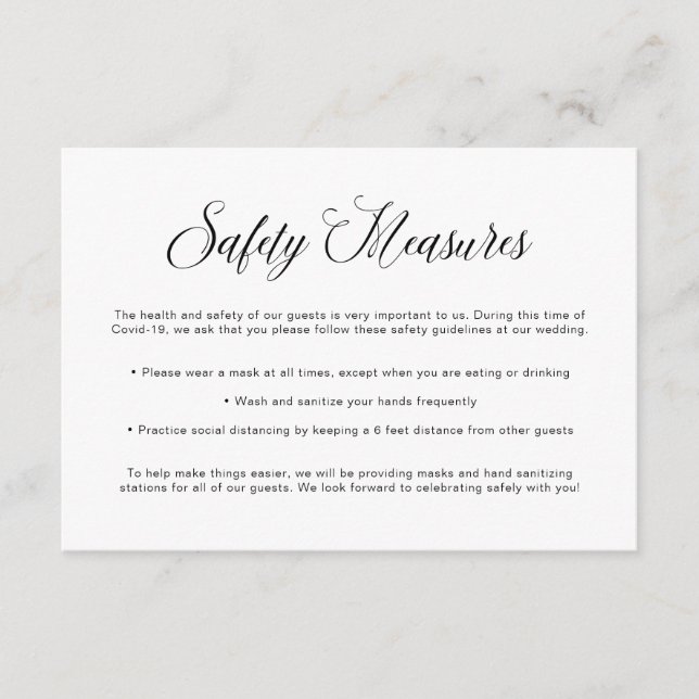 Covid Safety Guidelines | Wedding Mask Information Enclosure Card (Front)