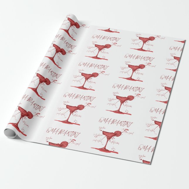  Covid Social Distancing Fun Quarantini Martini Wrapping Paper (Unrolled)